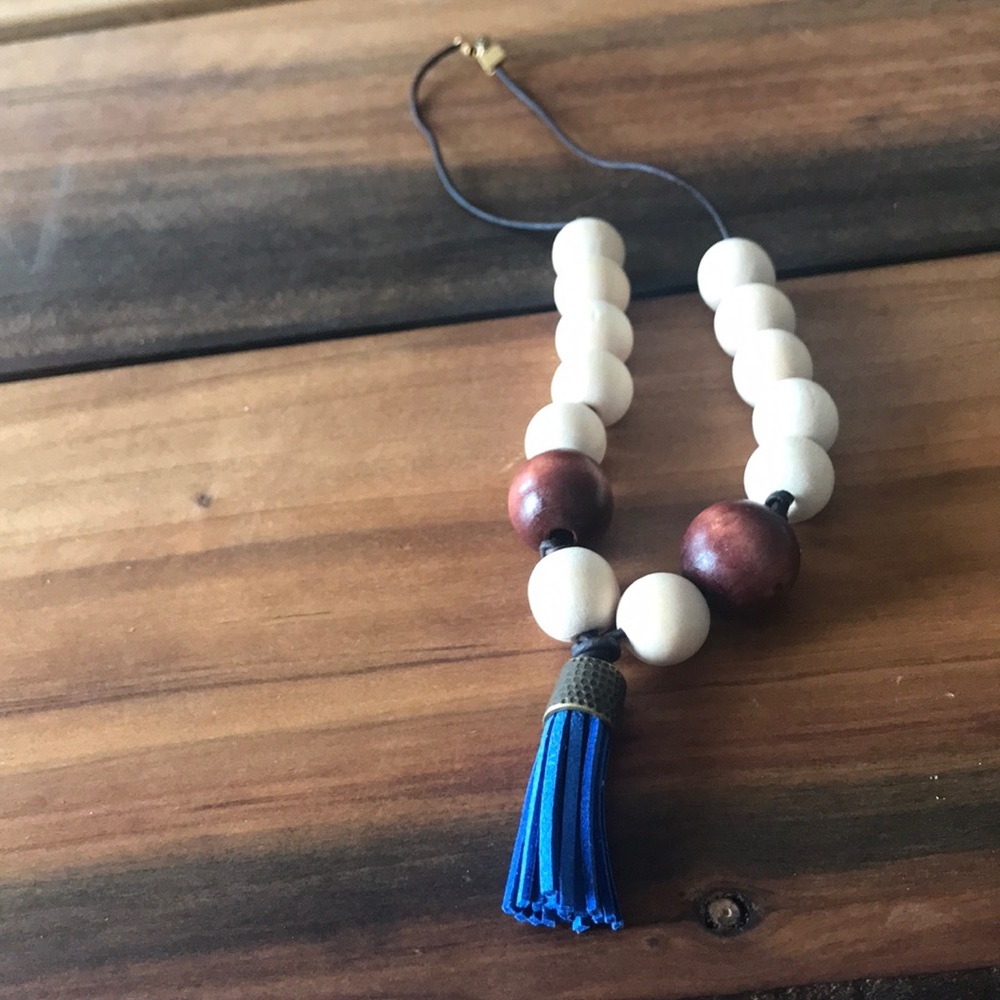 Blue Tassel Beaded Necklace
